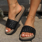 PU Leather Woven Platform Sandals - GemThreads Boutique PU Leather Woven Platform Sandals