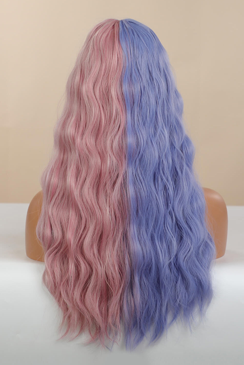 13*1" Full-Machine Wigs Synthetic Long Wave 26" in Blue/Pink Split Dye - GemThreads Boutique