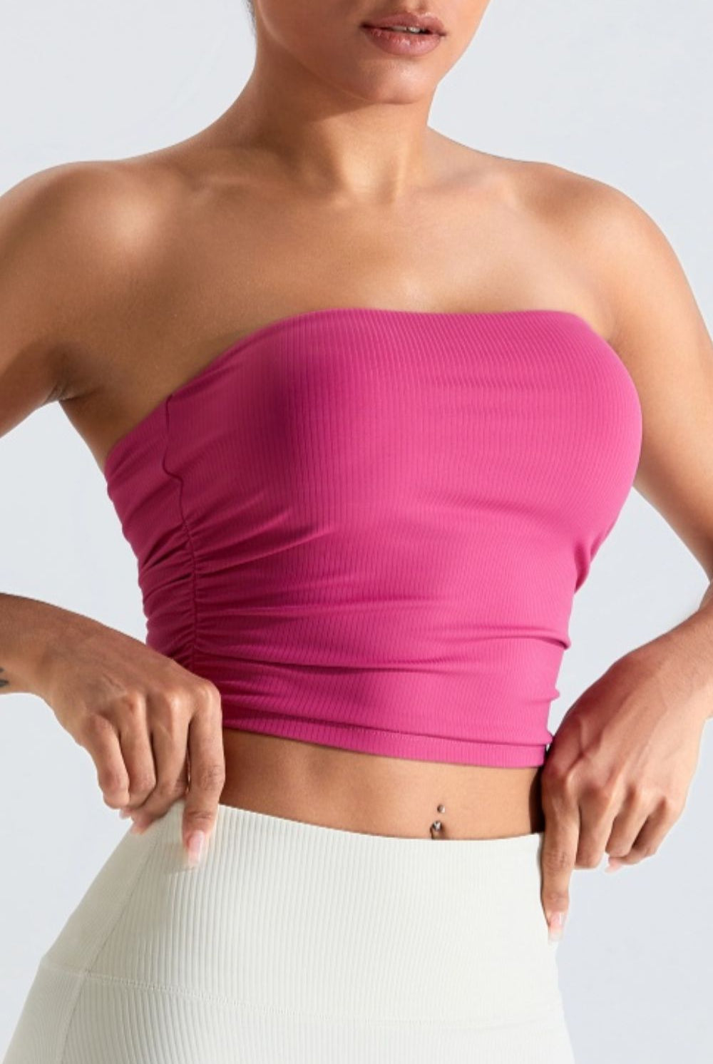 Ribbed Active Bandeau Top - GemThreads Boutique Ribbed Active Bandeau Top