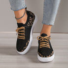 Lace-Up Leopard Flat Sneakers - GemThreads Boutique Lace-Up Leopard Flat Sneakers
