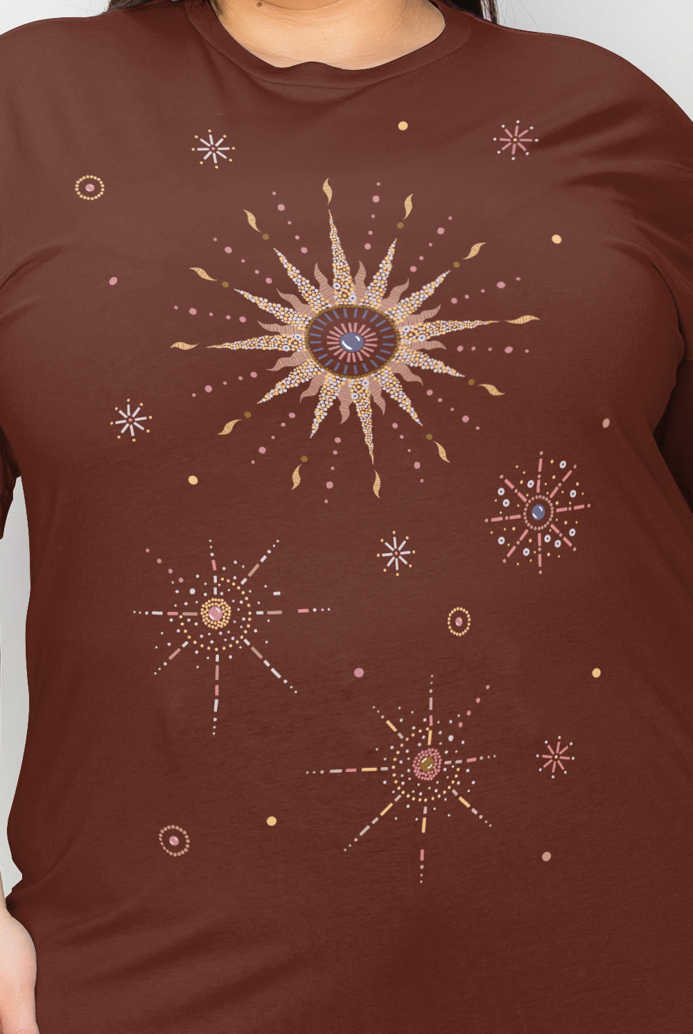 close up of the full size constellation t-shirt from Gem Threads Boutique
