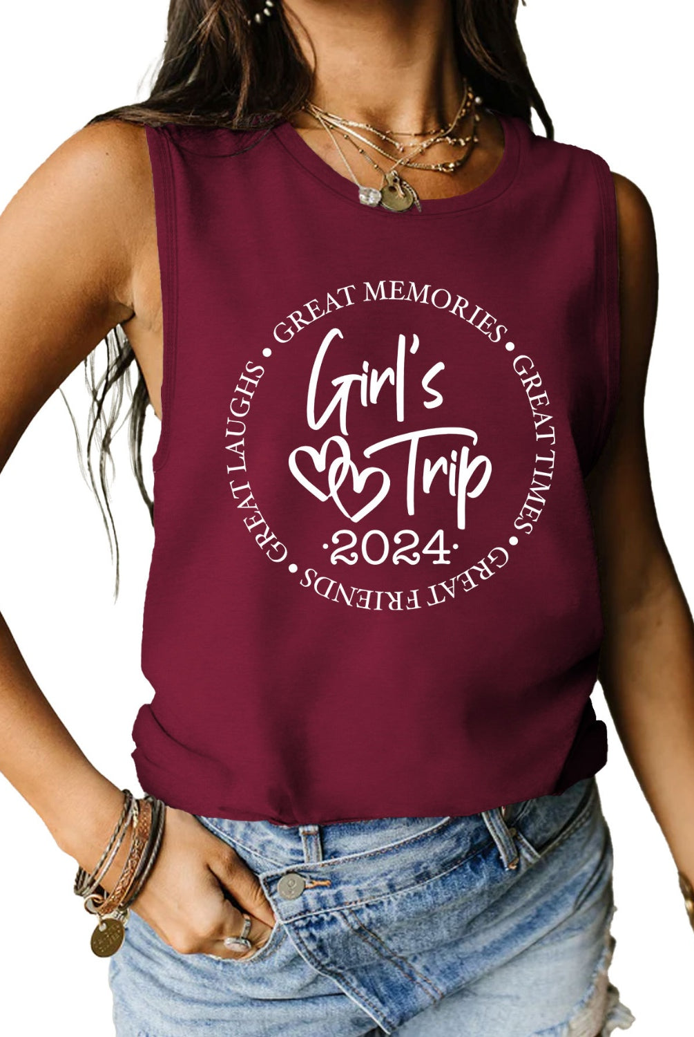 Celebrate Friendship with "Girl's Trip 2024" Graphic Tank | GemThreads Boutique - GemThreads Boutique Celebrate Friendship with "Girl's Trip 2024" Graphic Tank | GemThreads Boutique