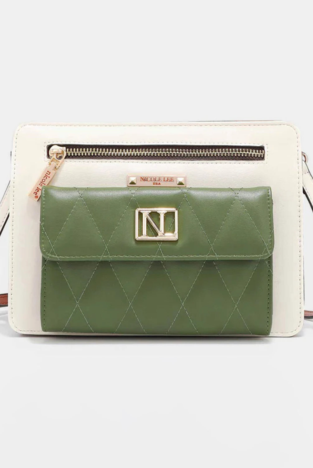 The green crossbody bag showcases a chic, quilted design with white accents, while the yellow version offers a bold, color-blocked look with pastel pink details.