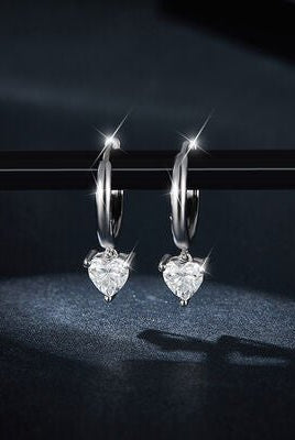 1 Carat Moissanite 925 Sterling Silver Heart Earrings - GemThreads Boutique