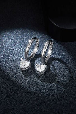 1 Carat Moissanite 925 Sterling Silver Heart Earrings - GemThreads Boutique