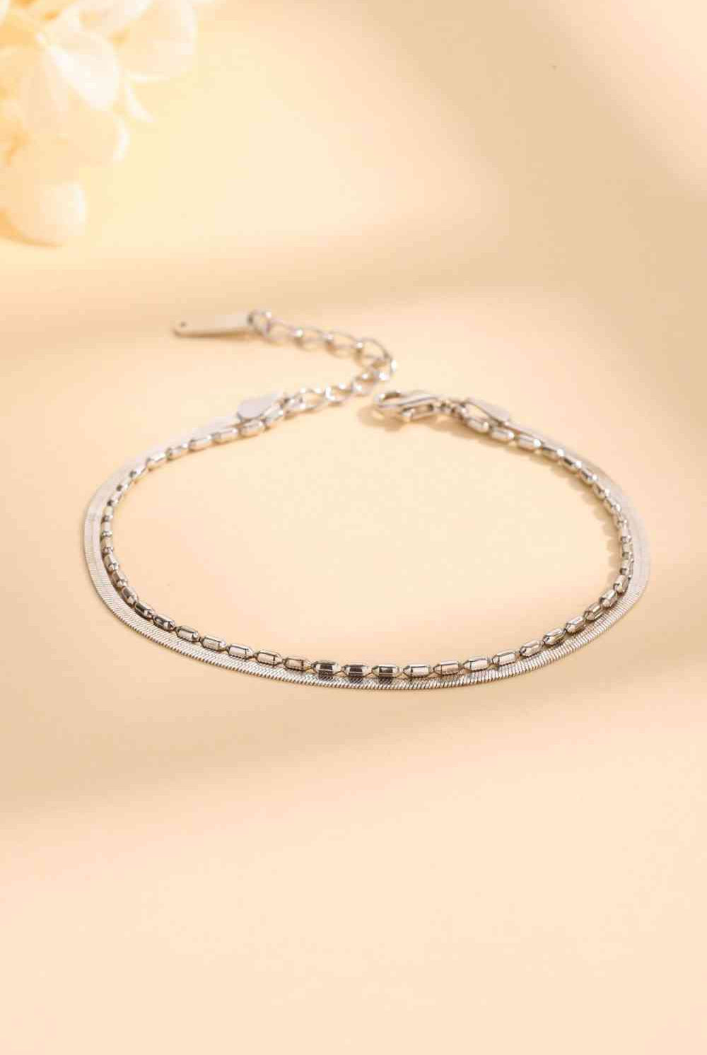 Double-Layered 925 Sterling Silver Bracelet - GemThreads Boutique Double-Layered 925 Sterling Silver Bracelet