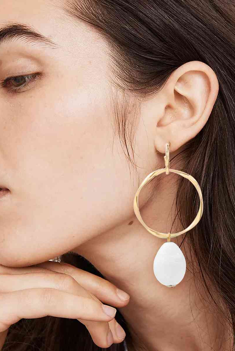 Alloy & Rhinestone Hoop Drop Earrings - GemThreads Boutique