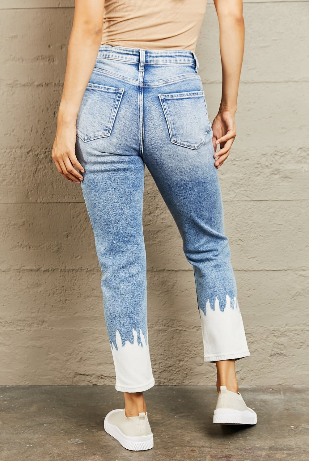 BAYEAS High Waisted Distressed Painted Cropped Skinny Jeans - GemThreads Boutique