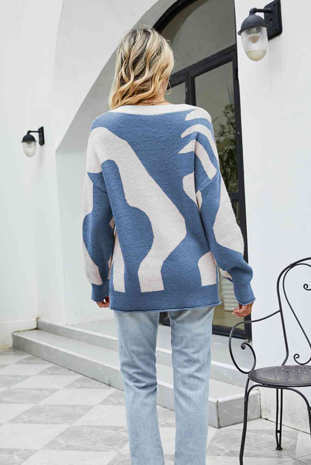 Buttoned Round Neck Drop Shoulder Sweater - GemThreads Boutique