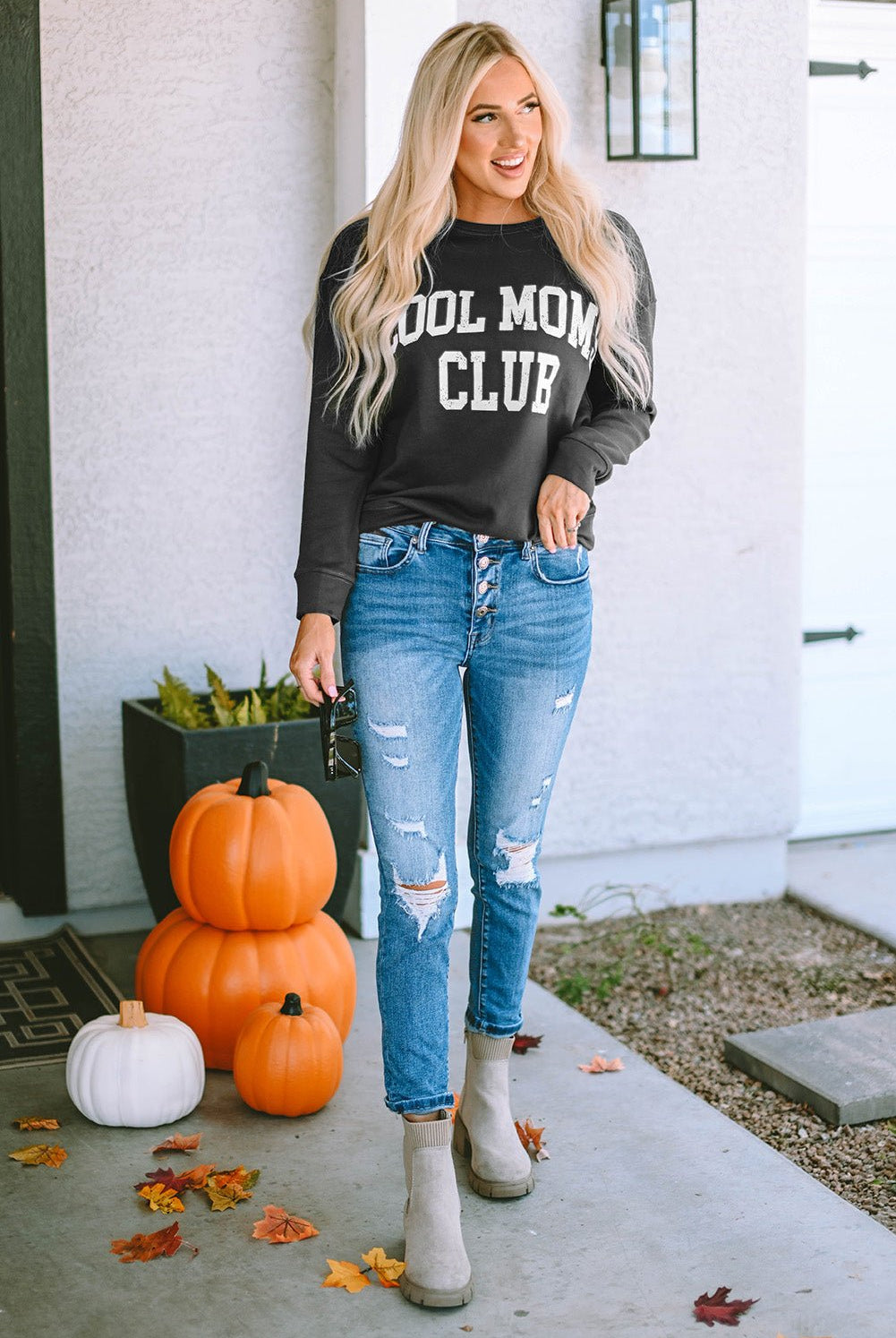 COOL MOM CLUB Round Neck Short Sleeve Sweatshirt - GemThreads Boutique