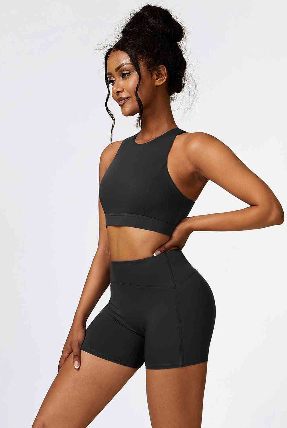 Cutout Cropped Sport Tank and Shorts Set - GemThreads Boutique
