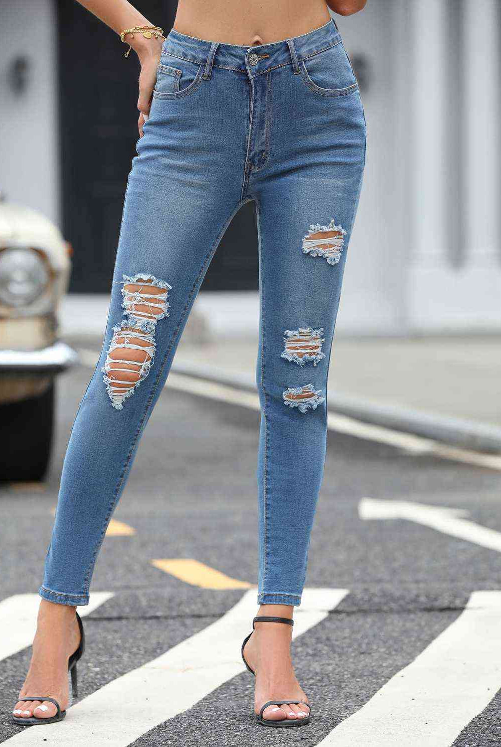 Distressed Skinny Jeans - GemThreads Boutique