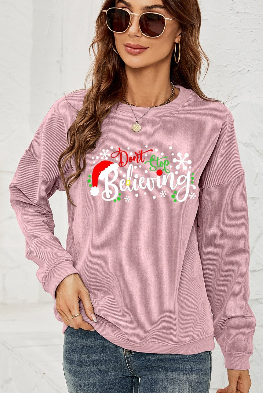 DON'T STOP BELIEVING Graphic Sweatshirt - GemThreads Boutique