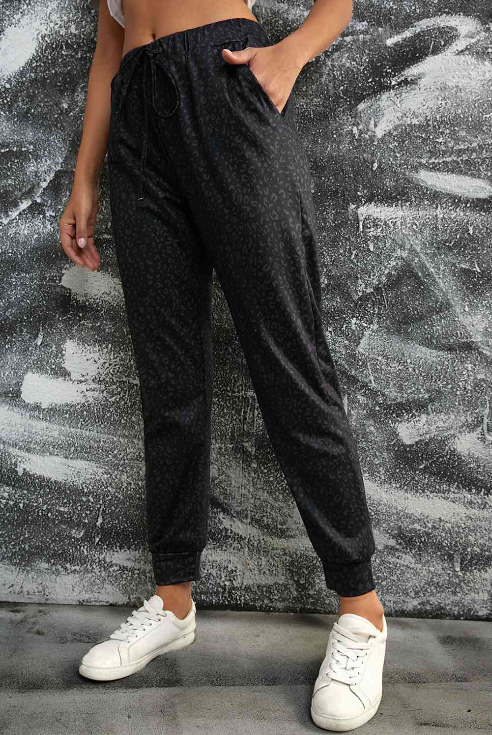 Double Take Leopard Print Joggers with Pockets - GemThreads Boutique Double Take Leopard Print Joggers with Pockets
