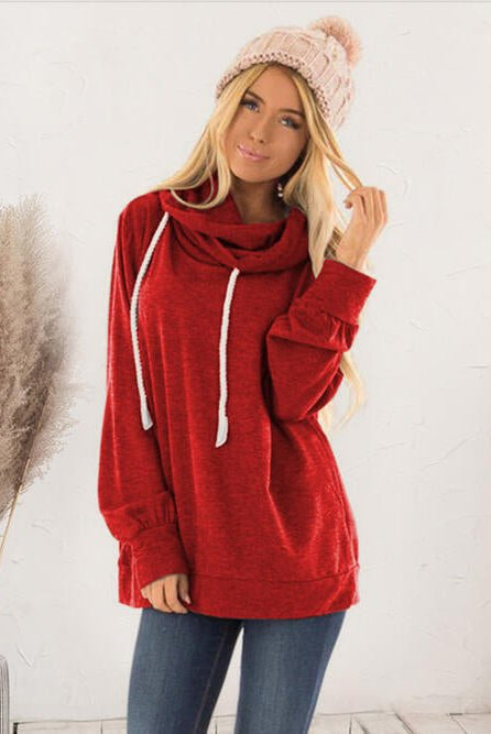 Drawstring Long Sleeve Hoodie - GemThreads Boutique