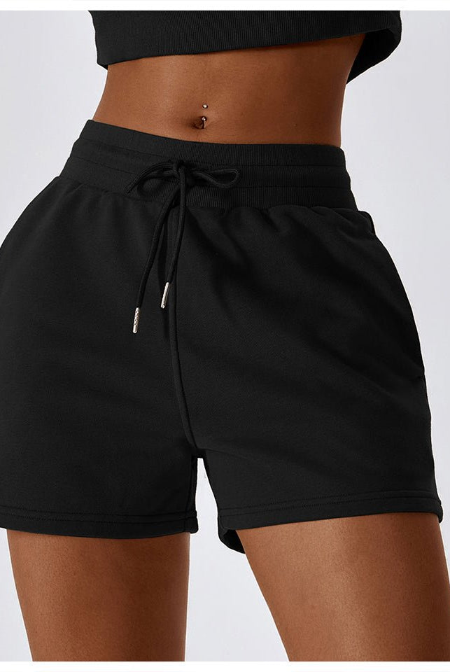 Drawstring Smocked Waist Sports Shorts - GemThreads Boutique