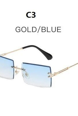 Fashion Square Rimless Sunglasses New Women Small Sun glasses Shades Luxury Brand Metal Sunglass UV400 Eyewear - GemThreads Boutique