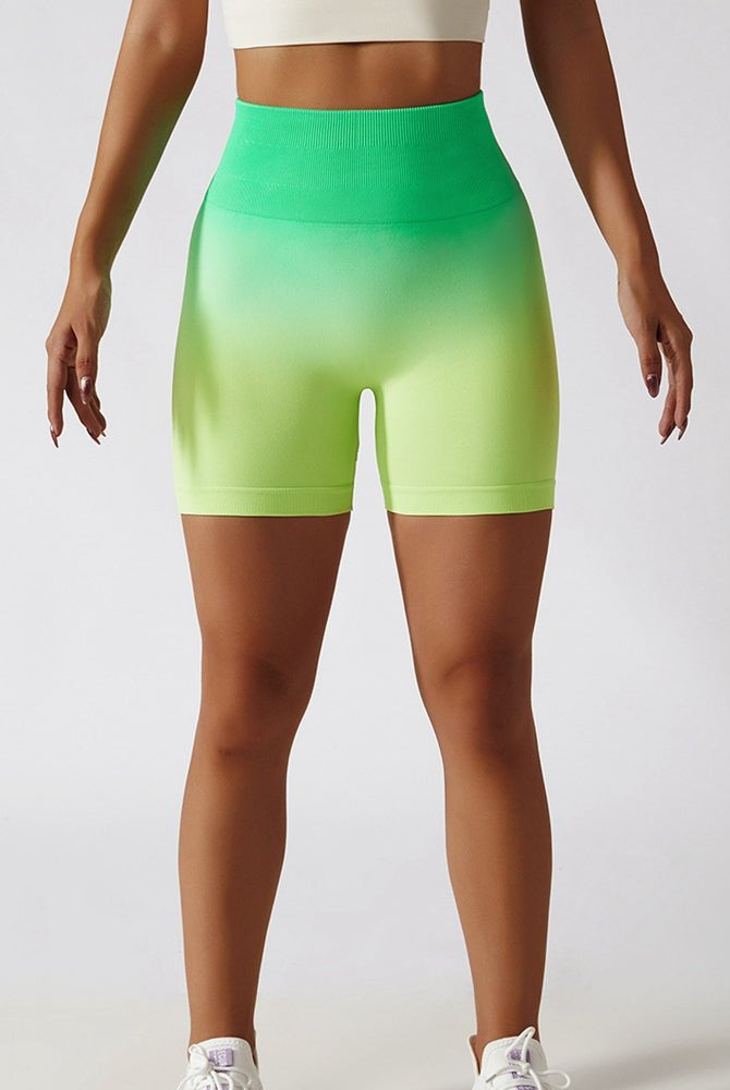 Gradient Wide Waistband Slim Fit Sports Shorts - GemThreads Boutique
