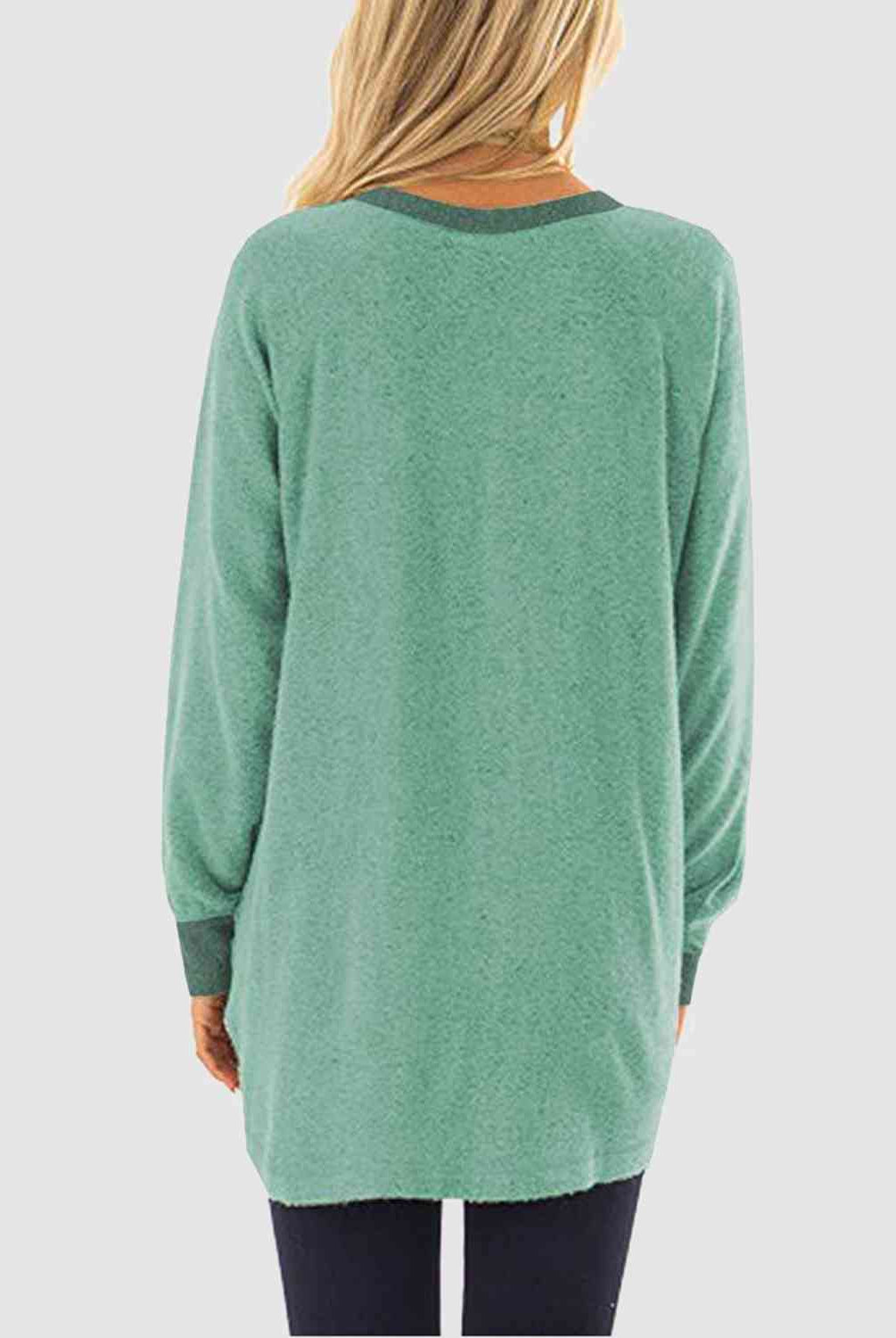 Graphic Round Neck Sweatshirt with Pockets - GemThreads Boutique