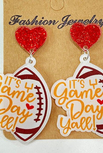 Heart Shape Sports Theme Acrylic Dangle Earrings - GemThreads Boutique