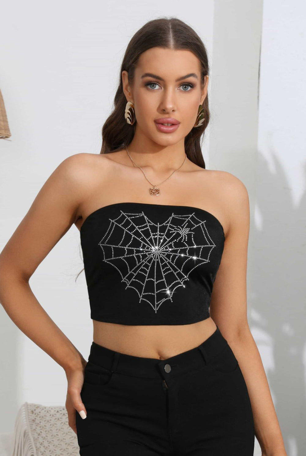 Heart Spider Web Graphic Tube Top - GemThreads Boutique