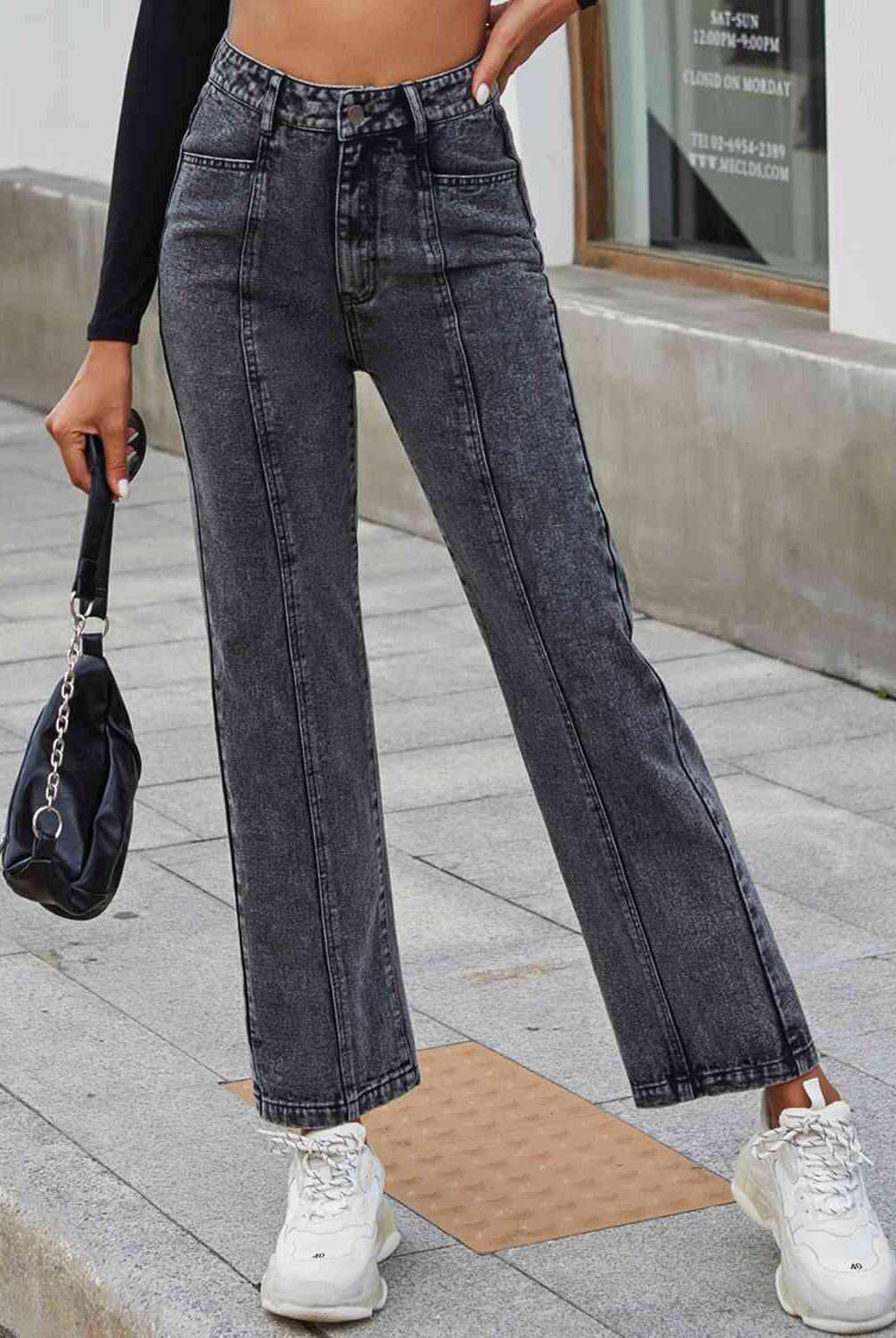 High Waist Straight Leg Jeans - GemThreads Boutique
