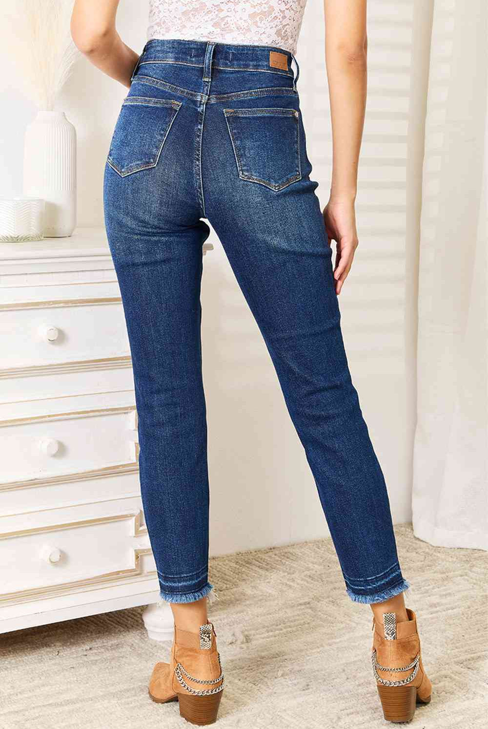 Judy Blue Full Size High Waist Released Hem Slit Jeans - GemThreads Boutique