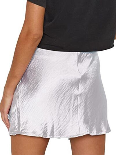 Lace Detail Slit Mini Skirt - GemThreads Boutique