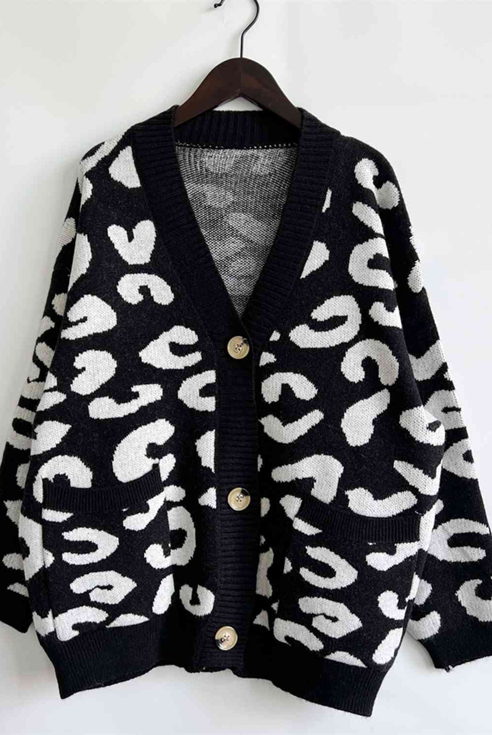 Leopard Button Front Cardigan with Pockets - GemThreads Boutique