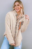 Leopard Snap Down Pocketed Collared Neck Jacket - GemThreads Boutique