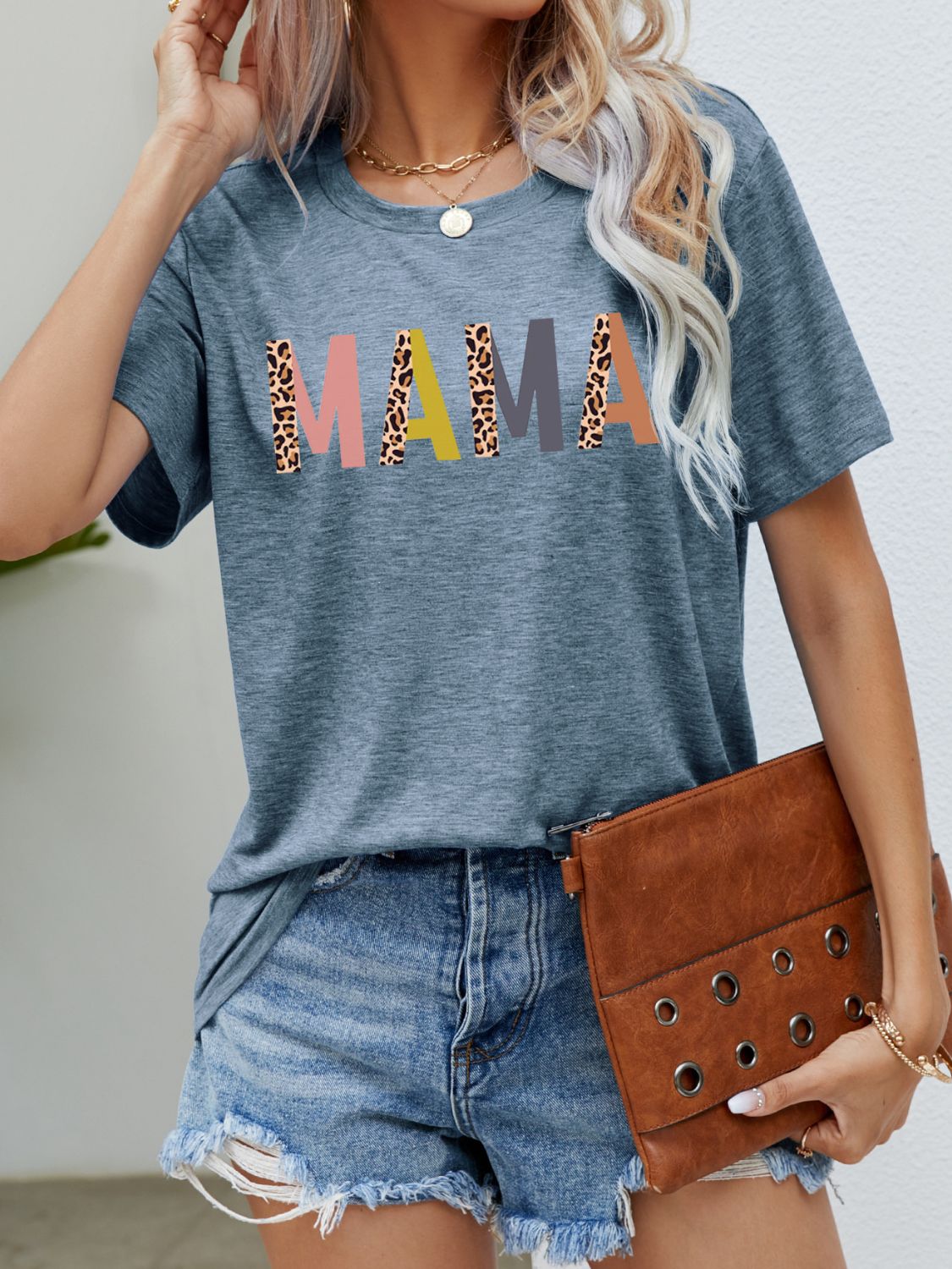 MAMA Leopard Graphic Short Sleeve Tee - GemThreads Boutique
