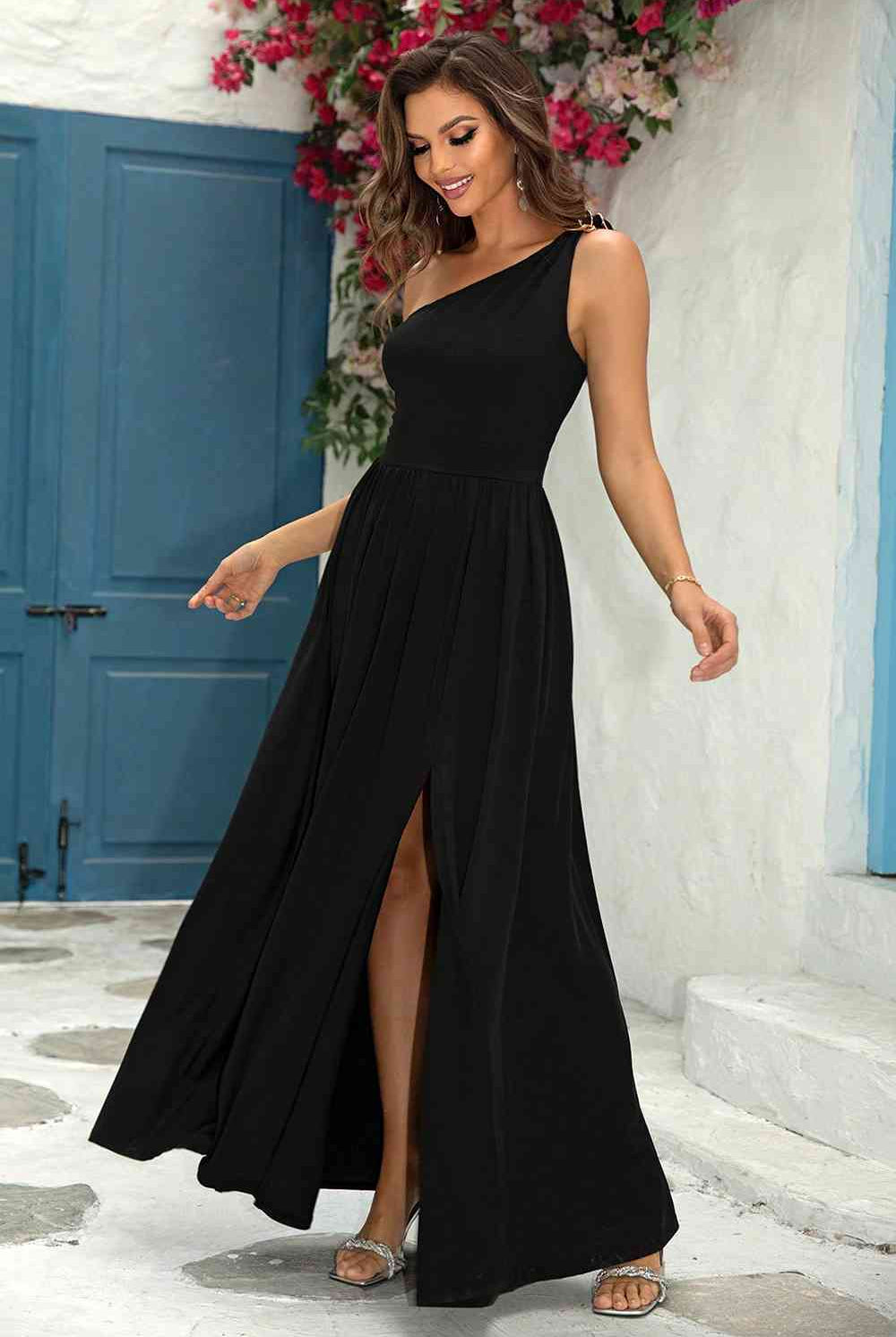 One-Shoulder Split Maxi Dress - GemThreads Boutique
