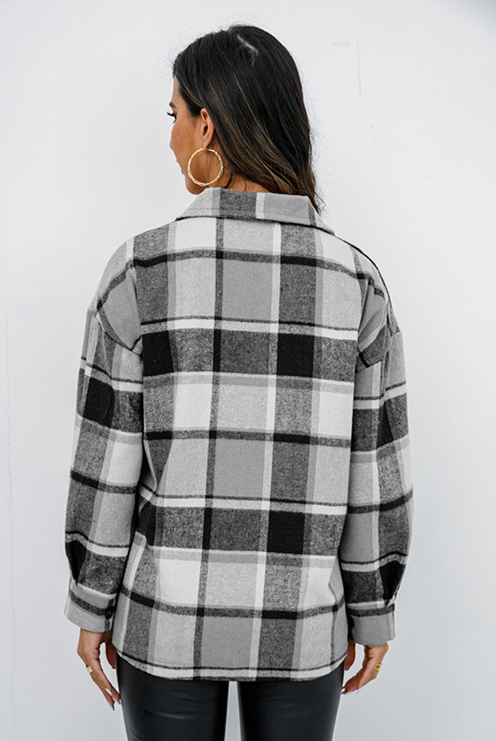 Plaid Button-Down Jacket - GemThreads Boutique