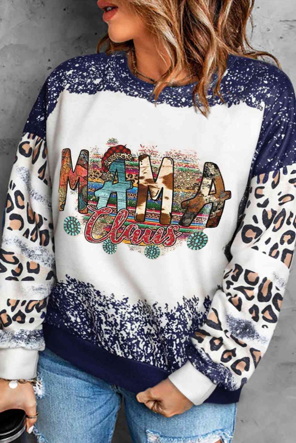 Plus Size MAMA CLAUS Graphic Long Sleeve Sweatshirt - GemThreads Boutique