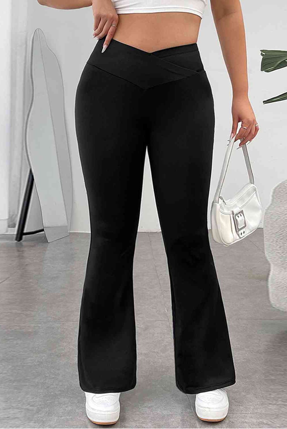 Plus Size V-Waist Bootcut Long Pant - GemThreads Boutique