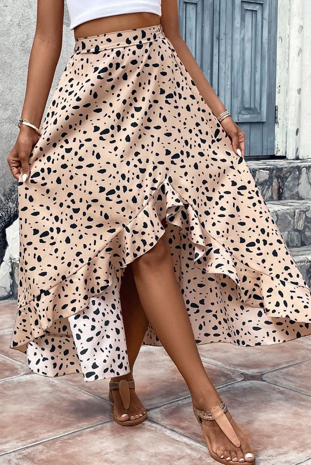 Printed High Waist Ruffled Skirt - GemThreads Boutique