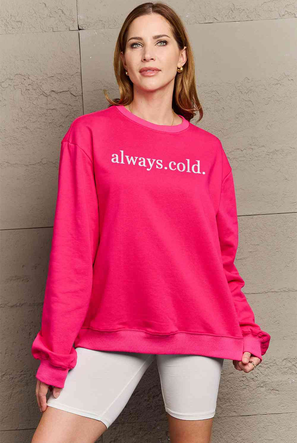 Simply Love Full Size ALWAYS.COLD. Graphic Sweatshirt - GemThreads Boutique