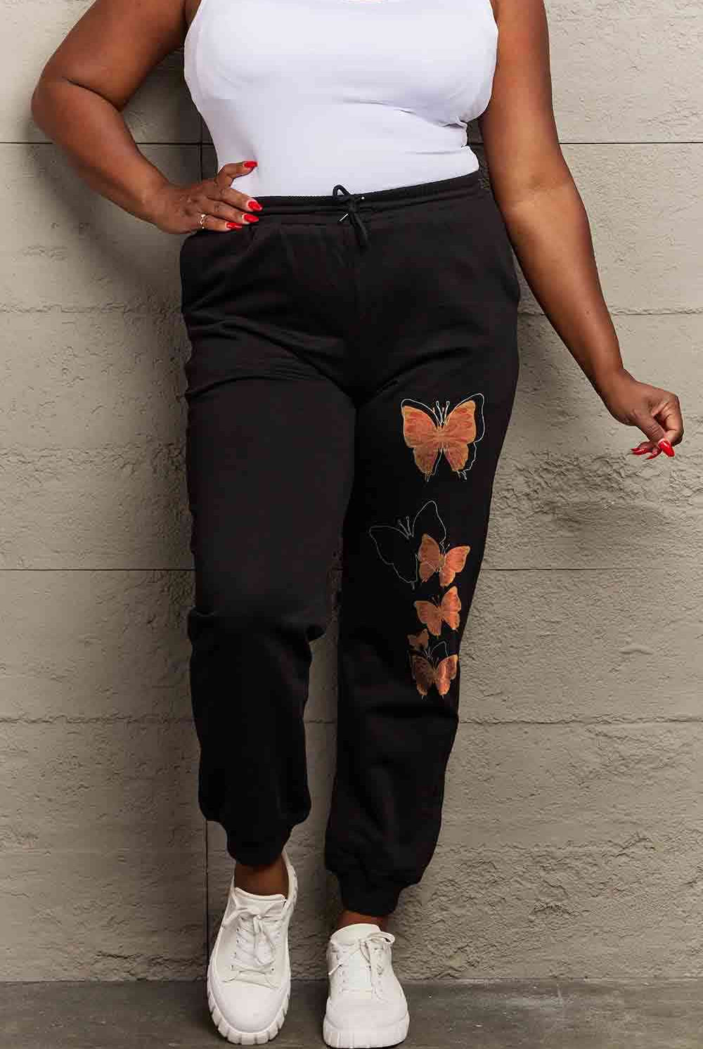 Simply Love Full Size Butterfly Graphic Sweatpants - GemThreads Boutique