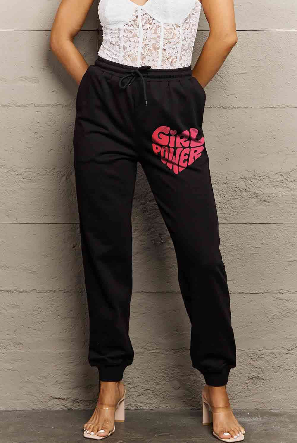 Simply Love Full Size GIRL POWER Graphic Sweatpants - GemThreads Boutique