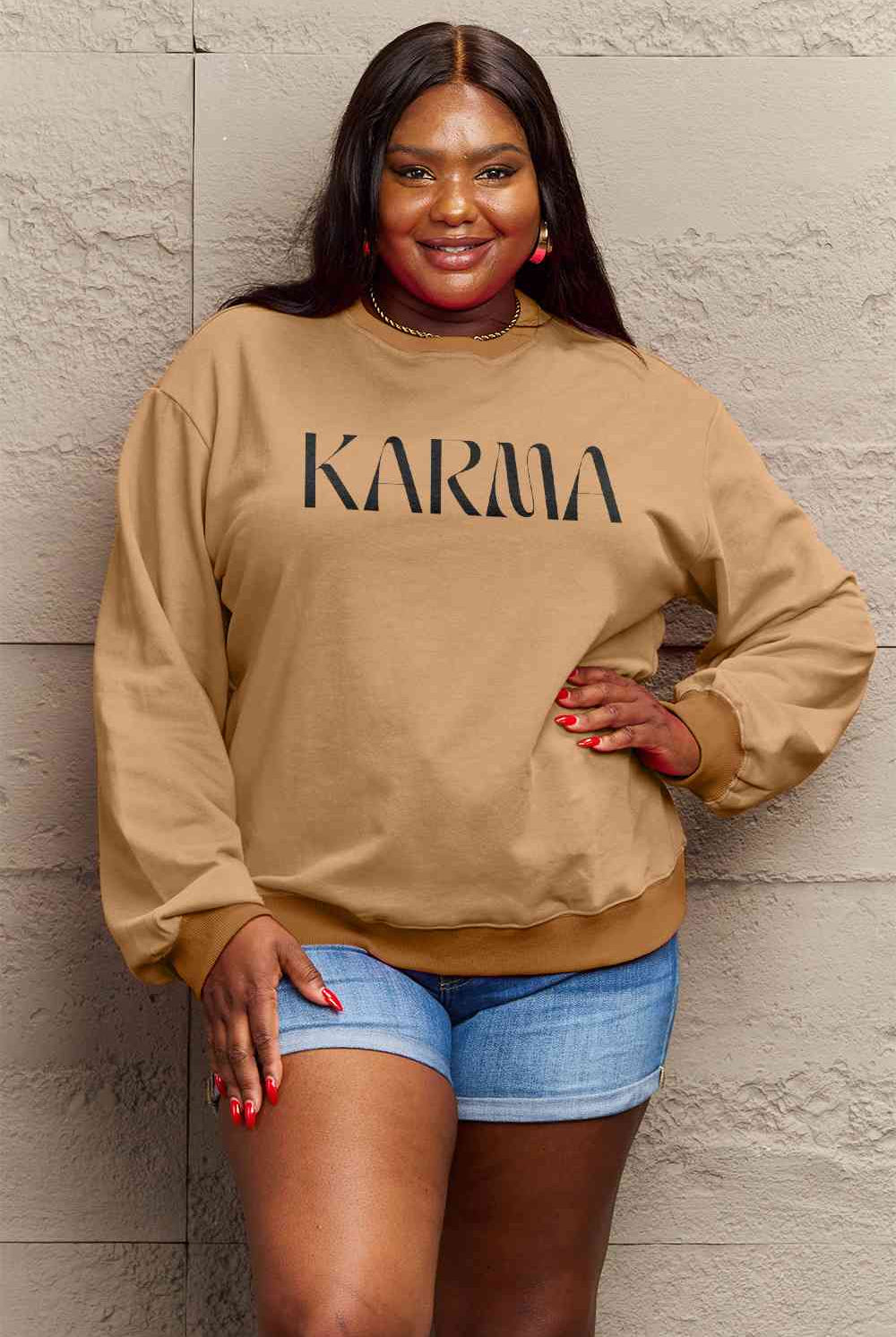 Simply Love Full Size KARMA Graphic Sweatshirt - GemThreads Boutique