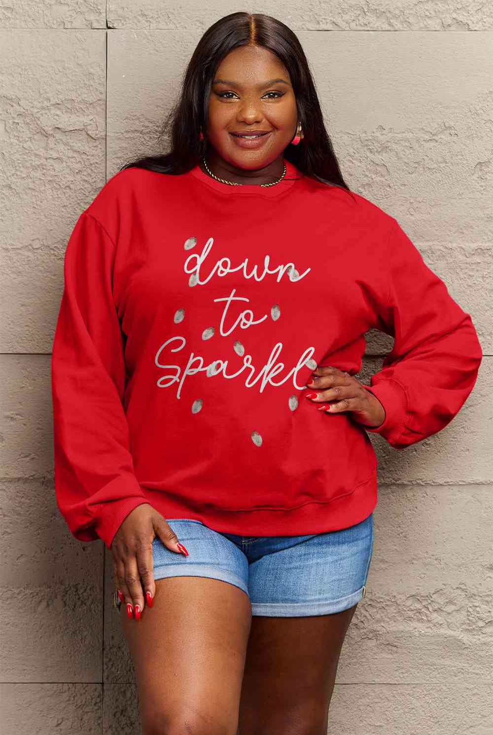 Simply Love Full Size Letter Graphic Long Sleeve Sweatshirt - GemThreads Boutique Simply Love Full Size Letter Graphic Long Sleeve Sweatshirt