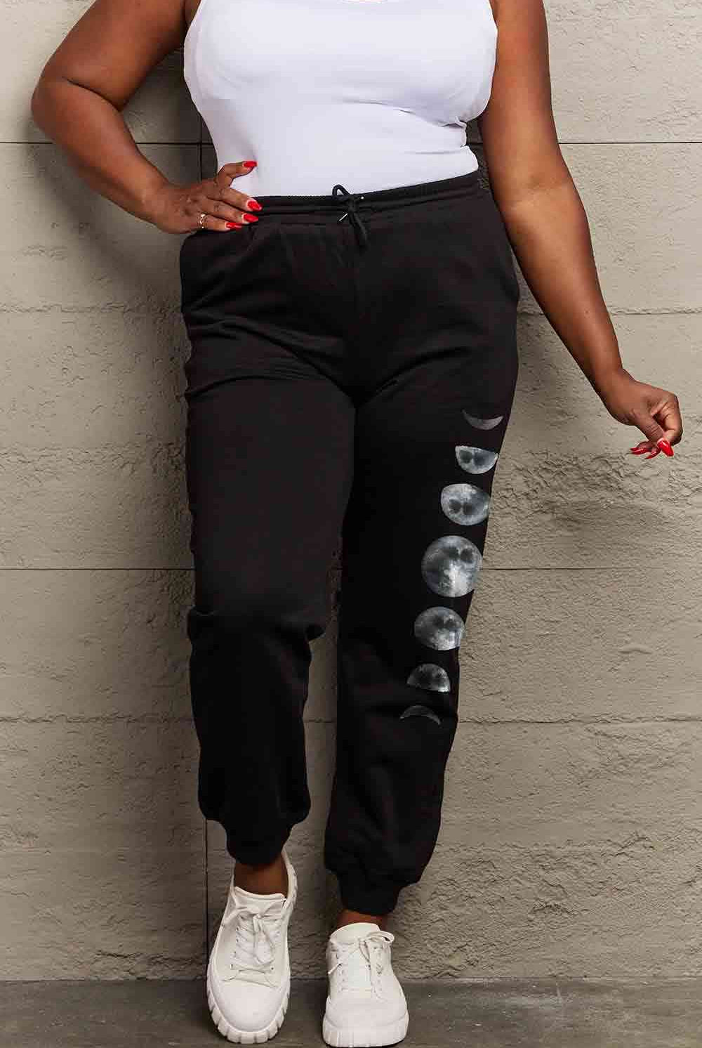 Simply Love Full Size Lunar Phase Graphic Sweatpants - GemThreads Boutique