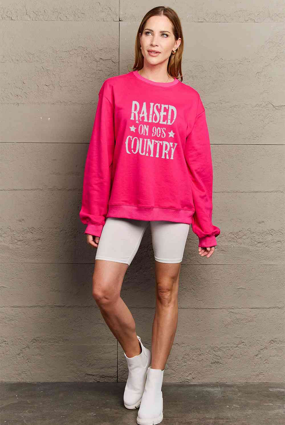Simply Love Full Size RAISED ON 90'S COUNTRY Graphic Sweatshirt - GemThreads Boutique