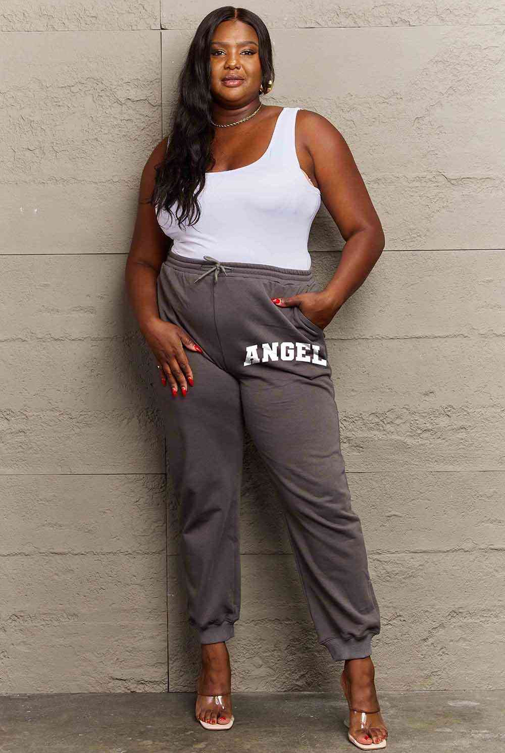 Simply Love Simply Love Full Size Drawstring Angel Graphic Long Sweatpants - GemThreads Boutique