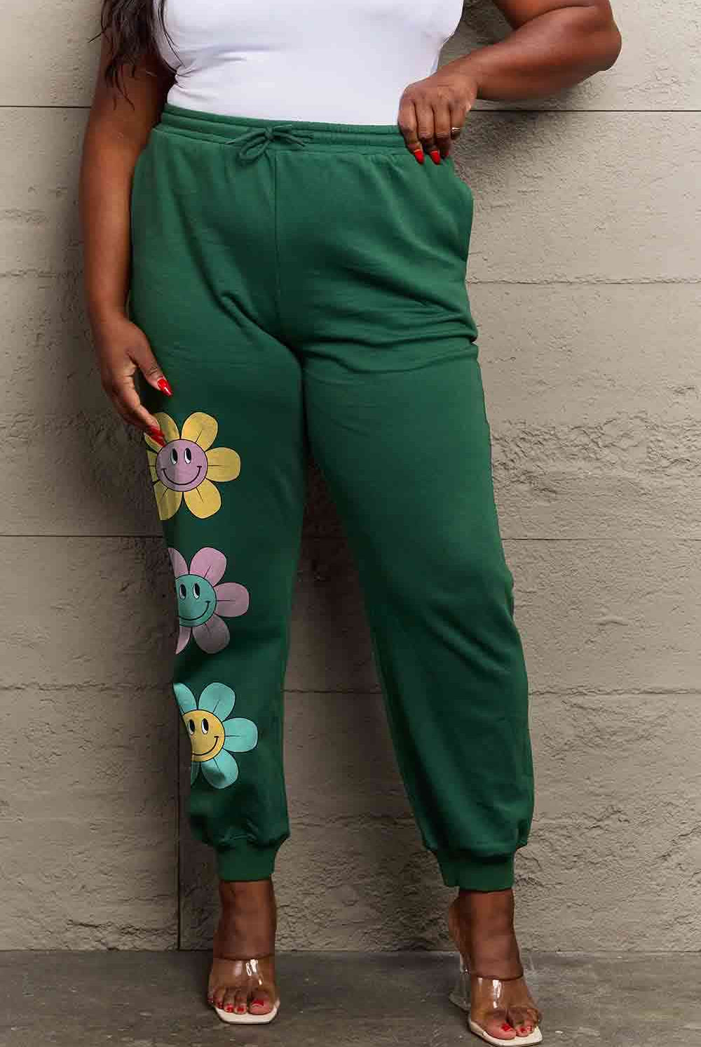 Simply Love Simply Love Full Size Drawstring Flower Graphic Long Sweatpants - GemThreads Boutique