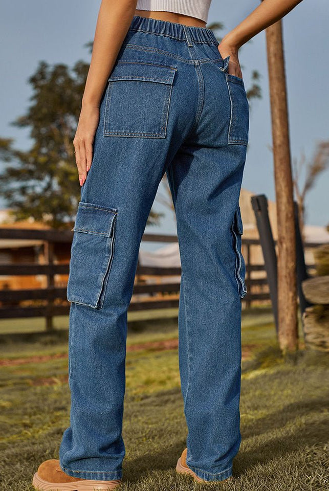 Straight Leg Cargo Jeans - GemThreads Boutique