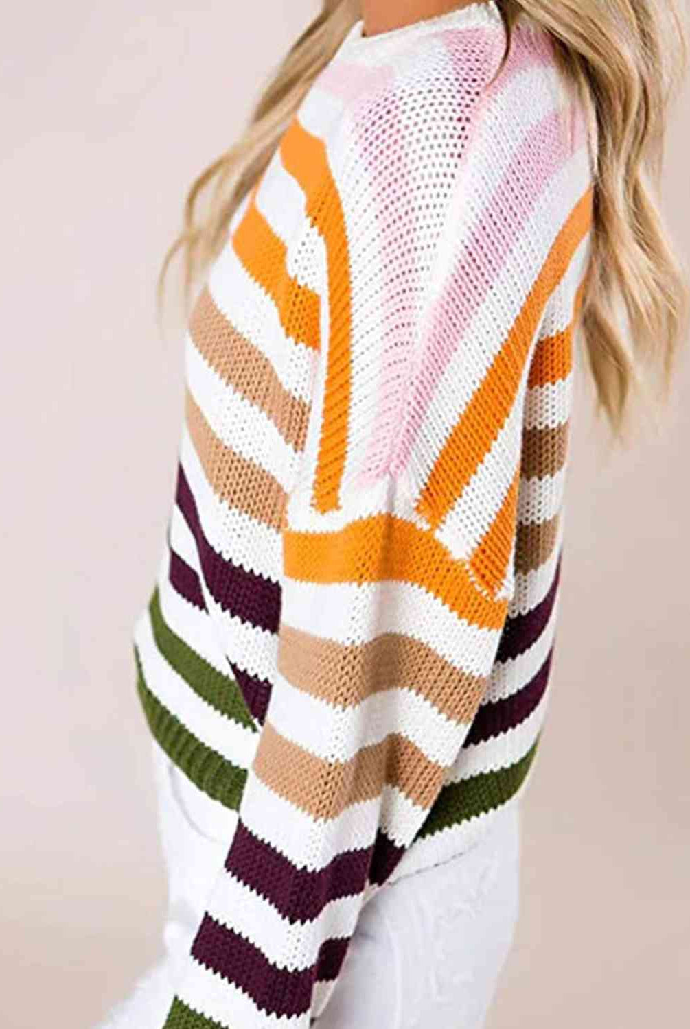 Striped Round Neck Knit Top - GemThreads Boutique