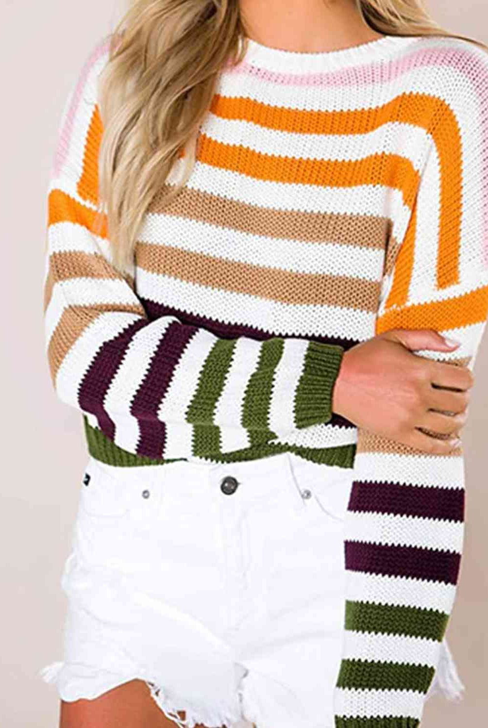 Striped Round Neck Knit Top - GemThreads Boutique
