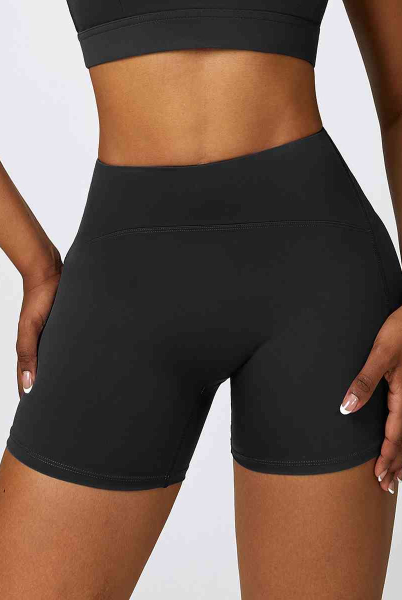 Wide Waistband Slim Fit Sports Shorts - GemThreads Boutique