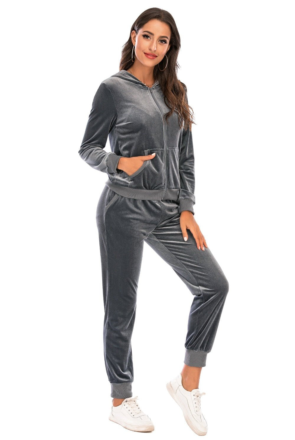 Zip-Up Hooded Jacket and Pants Set - GemThreads Boutique